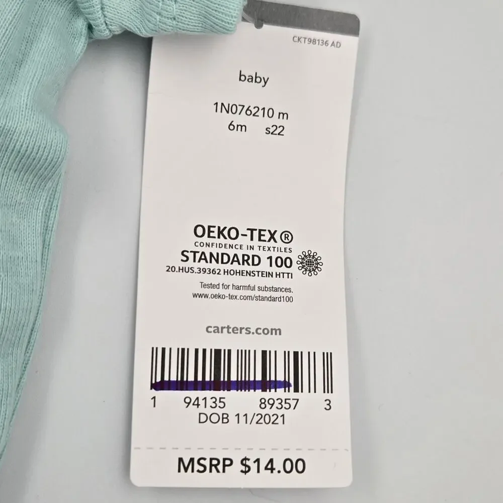 Carter's 6 Month One Piece Bodysuit United by Kindness Light Blue-Green